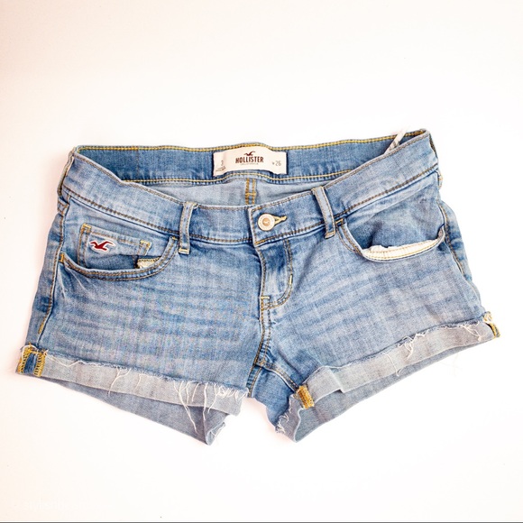 Hollister Pants - Hollister Jean Shorts Fray Cuff Light Wash